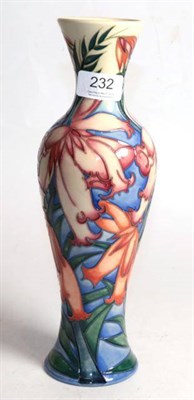 Lot 232 - A modern Moorcroft pottery Red Hairy Heath pattern vase by Emma Bossons, limited edition 41/75 with