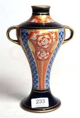 Lot 233 - A William Moorcroft Macintyre Aurelian ware twin-handled vase, designed in 1897, transfer...