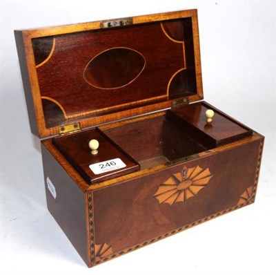 Lot 246 - A George III marquetry tea caddy of Sheraton style