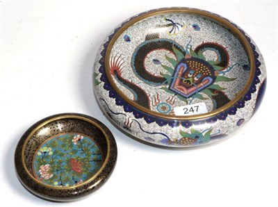 Lot 247 - A champleve enamel bowl; and a shallow champleve bowl (2)