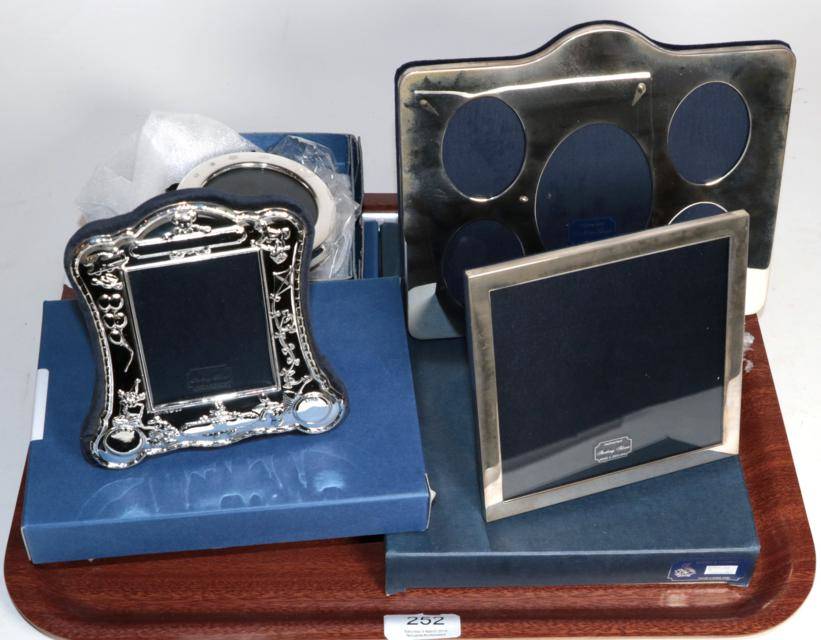 Lot 252 - Four various modern silver photograph frames, including a multi-aperture example, the largest...