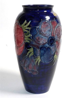 Lot 262 - A Moorcroft pottery Anemone pattern vase, limited edition 3/100, made in 1983 with painted and...