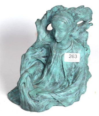 Lot 263 - Josefina de Vasconcellos (20th century), Half length seated female figure reading, signed,...