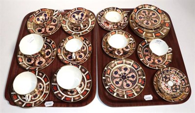 Lot 327 - A selection of Royal Crown Derby Imari pattern mixed tea wares (two trays)