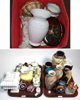 Lot 333 - A quantity of assorted china, Coalport pastille burners etc (two trays and a box)