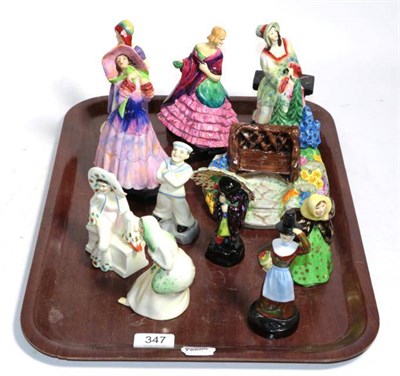 Lot 347 - A collection of Tuscan China figures including 'Slumber Time', 'April Showers' and 'Princess...