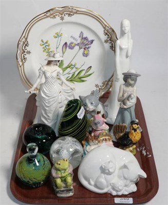 Lot 349 - A Coalport Botanical plate 'Iris and Sphaerolobium' with Beswick Beatrix Potter figures,...