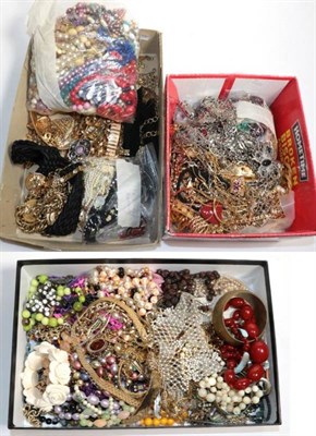 Lot 357 - Three boxes of assorted costume jewellery