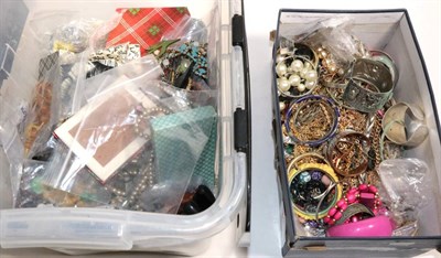 Lot 358 - Two boxes of assorted costume jewellery