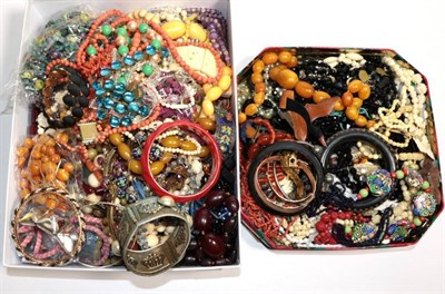 Lot 359 - Two boxes of assorted costume jewellery