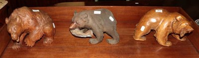 Lot 361 - Three wooden sculptured bears