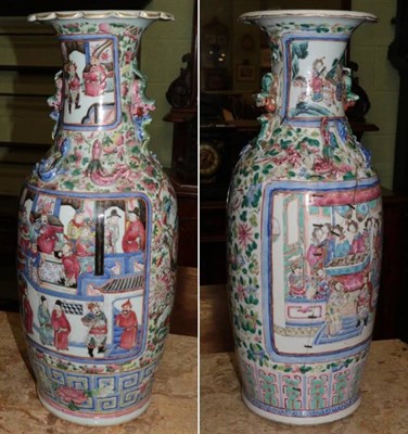 Lot 362 - Two similar 19th century Canton famille rose vases