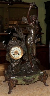 Lot 363 - A spelter figural striking mantel clock