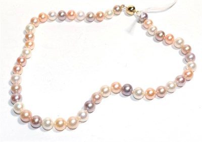 Lot 373 - A pearl necklace with a clasp stamped '14k' and '585', length 44cm