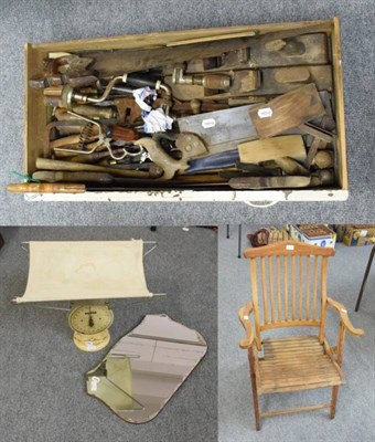 Lot 1020 - A collection of vintage tools including planes, chisels, saws etc; a Benetfink of London...