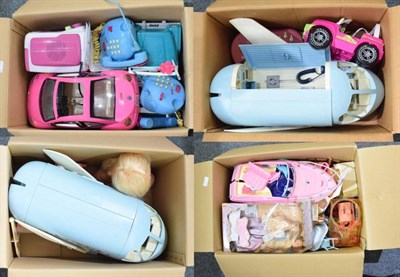 Lot 1035 - Barbie dolls and accessories including jet plane, speed boat, jeep etc (five boxes)