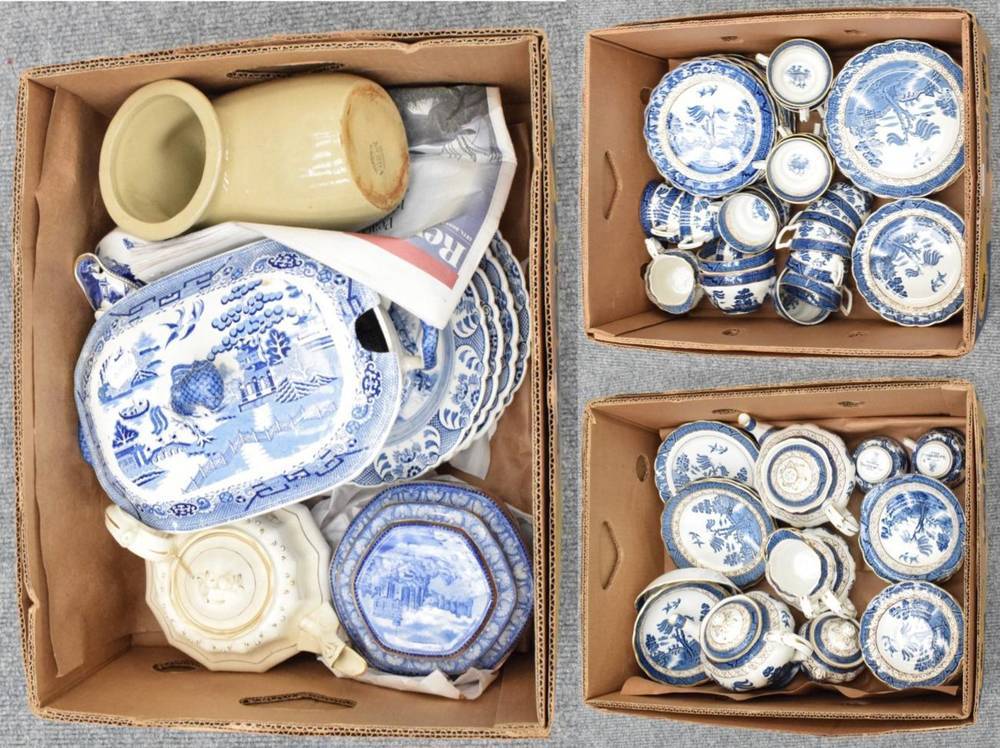 Lot 1068 - A quantity of Booths Willows pattern china etc in three boxes