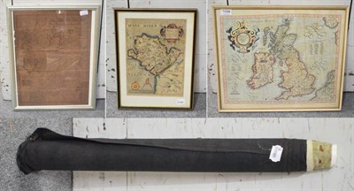 Lot 1098 - A map of Anglesey and two other maps; together with a group of mid 20th century Indian paintings on