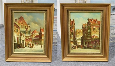 Lot 1103 - Pieter Cornelis Steenhouwer (1896-1972) Dutch, Dutch street scene, signed, oil on board,...