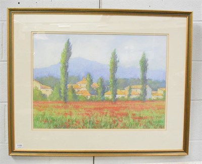 Lot 1108 - Gregory Davies (20th century) Poppy fields near Siena, signed pastel