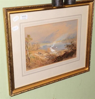 Lot 1111 - Attributed to Charles Pearson, Derwent water from lead mines, watercolour heightened with...