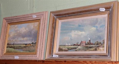 Lot 1114 - 20th century school, Kenneth Denton, Views on the Broads, signed oil on canvas together with...