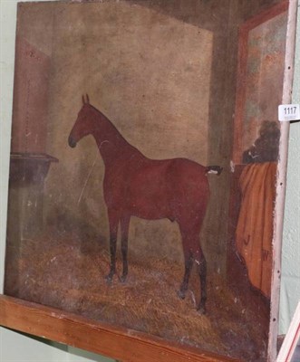 Lot 1117 - Frederick Albert Clarke (19th/20th century), portrait of the racehorse ''Keep Calm'' in the stable