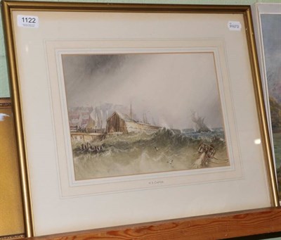 Lot 1122 - After Henry Barlow Carter, Stormy harbour scene (not signed), gouache, 23cm by 32cm