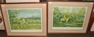 Lot 1128 - After Sir Alfred Munnings, A pair of signed prints showing hunting scenes