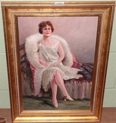 Lot 1151 - Charles de Lacy (20th century) Portrait of an elegant lady in pearls, signed and initialled, oil on