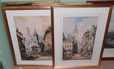 Lot 1167 - Cecil James Keats (19th/20th century) Continental town views, signed, four watercolours (4)