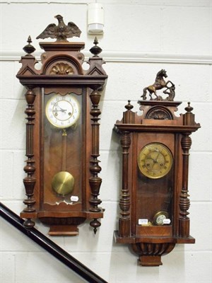 Lot 1210 - Two Vienna type striking wall clocks, one signed Junghams