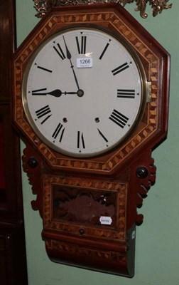 Lot 1266 - A walnut and parquetry decorated inlaid drop dial striking wall clock