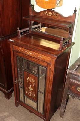 Lot 1271 - A late Victorian rosewood and marquetry inlaid music cabinet with superstructure back