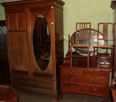 Lot 1279 - A late Victorian mahogany single door wardrobe; similar dressing table and two bedroom chairs (4)