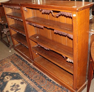 Lot 1306 - A Victorian oak freestanding bookcase in two sections, with six adjustable shelves