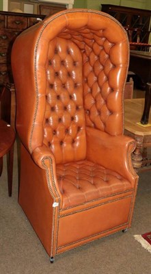 Lot 1355 - A leather and close nailed porters chair