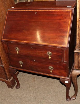 Lot 1362 - An Edwardian mahogany and satinwood banded bureau