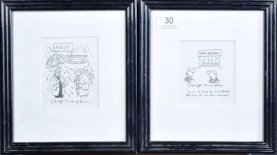 Lot 30 - Thompson, Geoff Two cartoons: ''Royal Ascot'' and ''Just a pile of old bricks posing as an art...