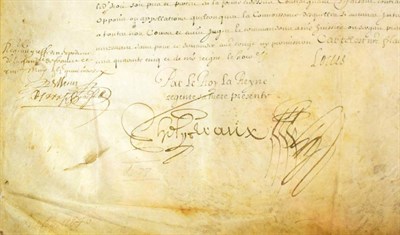 Lot 50 - Louis XIV Document signed 'Louis' in a possibly childish hand, granting tolls to the Comte de a...