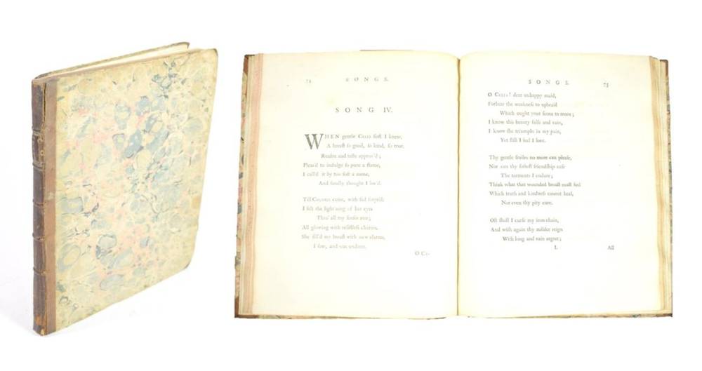 Lot 58 - Aikin, Anna Laetitia Poems. Printed by Joseph Johnson, 1773. 4to, calf-backed marbled boards, spine