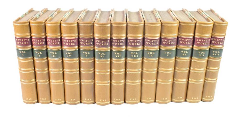 Lot 71 - Swift, Jonathan Works. Edinburgh: Eben. Wilson, 1768. 8vo (13 vols). Sometime rebound in half...