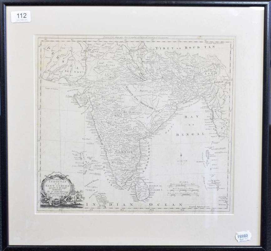 Lot 112 - Kitchin (T.)  'New Map of Indostan or East Indes...' uncoloured, framed and glazed