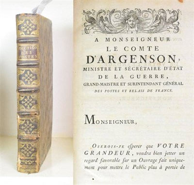 Lot 136 - Guyot, Edme-Gilles Dictionnaire des Postes. Paris: Chez la Veuve Delatour, 1754. 4to, full...