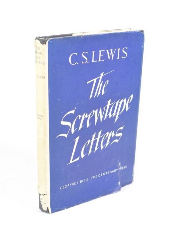 Lot 203 - Lewis, C.S. The Screwtape Letters. Geoffrey Bles, 1946. 8vo, org. cloth in unclipped dj. 18th...
