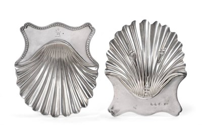 Lot 6 - ^ A Pair of George III Silver Butter Shells, Hester Bateman, London 1782, with incuse bead...