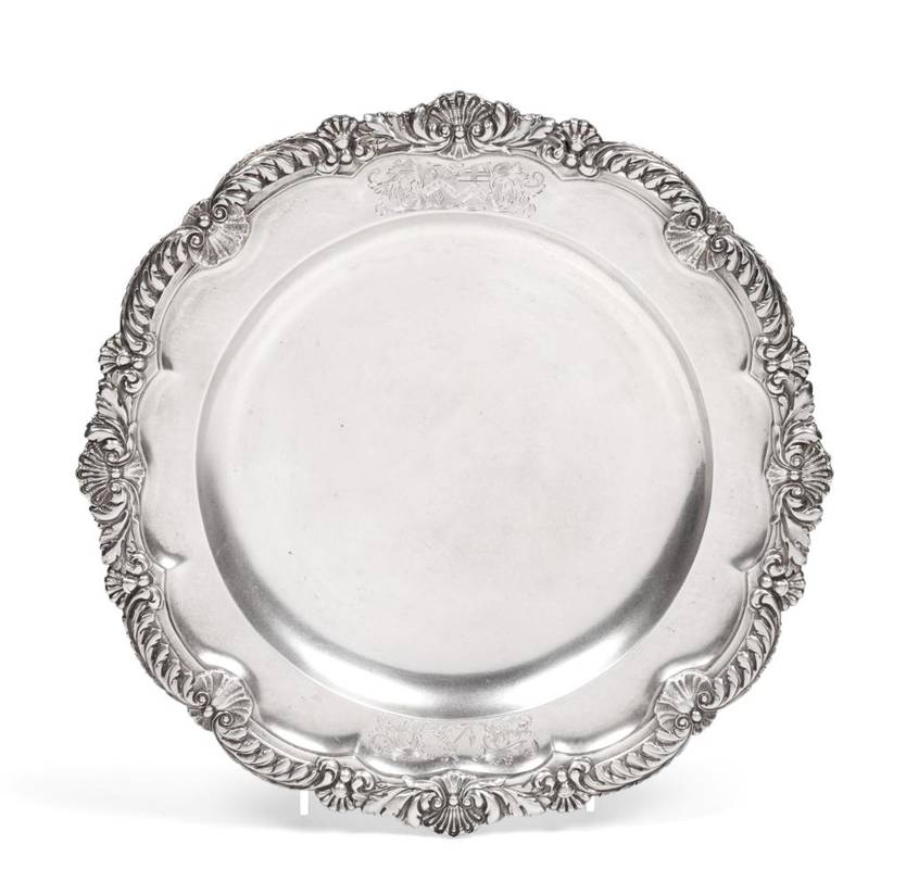 Lot 8 - ^ A Victorian Silver Dinner Plate, William Kerr Reid, London 1855, shell and foliate rim,...