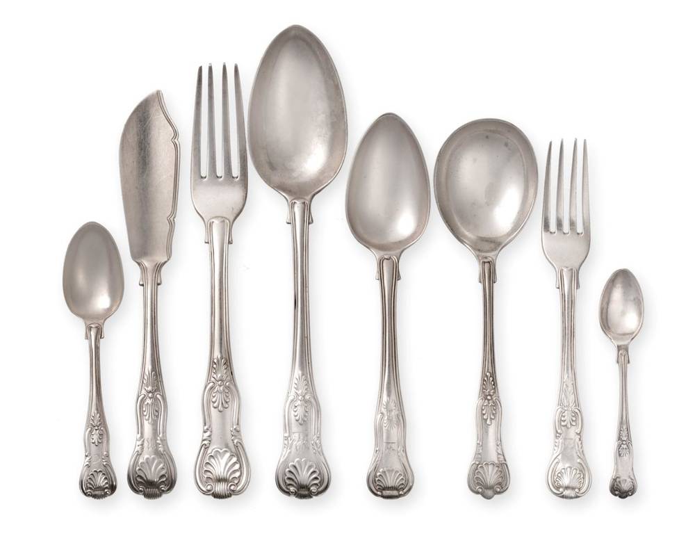 Lot 11 - ^ An Extensive Composite Part Service of William IV and Victorian King's Pattern Flatware,...