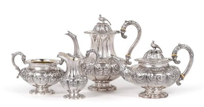 Lot 12 - An Early Victorian Silver Four Piece Tea and Coffee Service, Samuel Hayne & Dudle Cater, London...