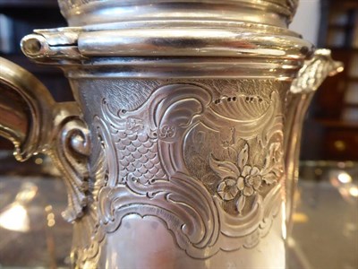 Lot 24 - A George II Silver Coffee Pot, Gabriel Sleath, London 1743, tapering form with tucked in base...